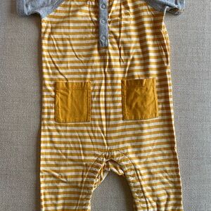 Yellow and Gray Striped Baby Romper